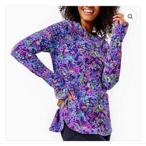 Lilly Pulitzer Luxletic Blythe Pullover Purple Berry Colony Conga